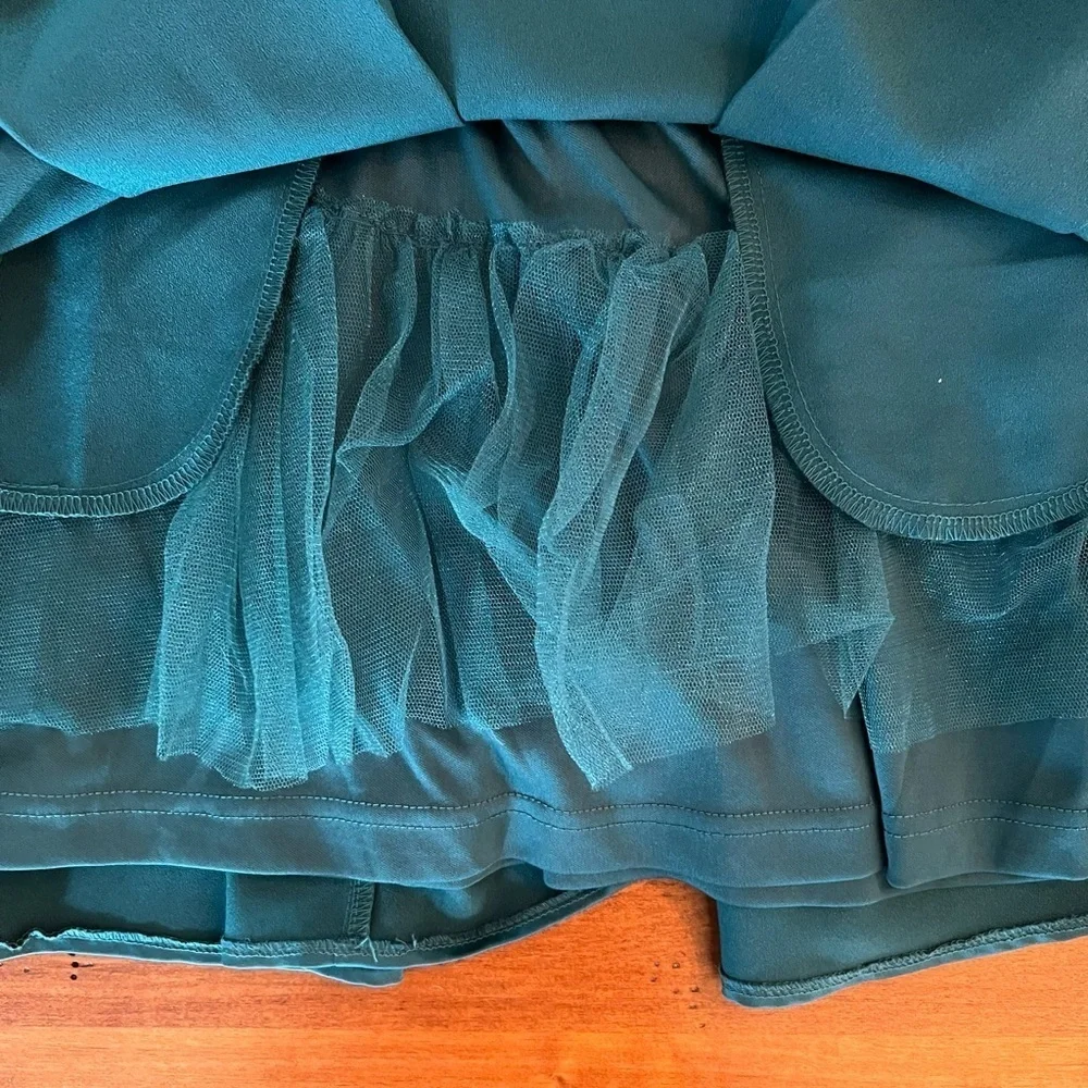 Lulus Truly Loved Teal Satin Skater‎ Dress Size S